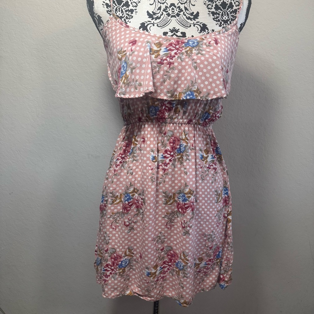 Cotton On Women’s Sleeveless Dress Size S Pink Floral Ruffle Elastic Waist